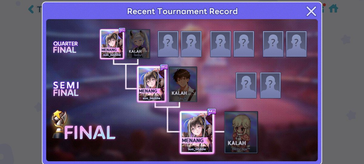 dollfacesua's tweet photo. Finally win tournament after 1000x percobaan https://t.co/Y7dxNcXPtY