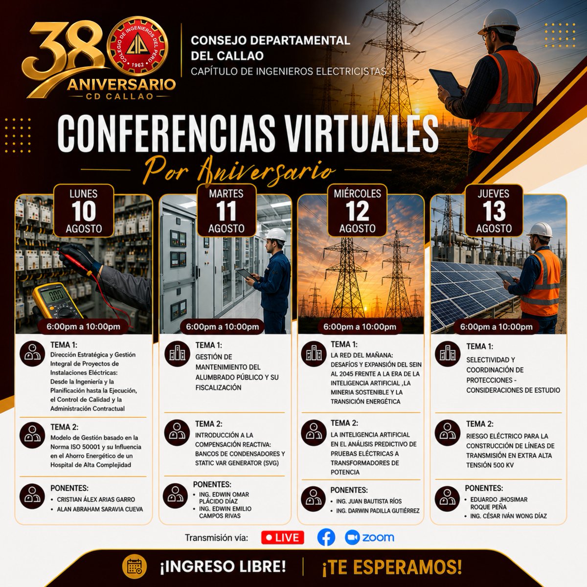 cipcdcallao's tweet photo. 𝗖𝗢𝗡𝗙𝗘𝗥𝗘𝗡𝗖𝗜𝗔𝗦 𝗩𝗜𝗥𝗧𝗨𝗔𝗟𝗘𝗦 𝗣𝗢𝗥 𝗔𝗡𝗜𝗩𝗘𝗥𝗦𝗔𝗥𝗜𝗢 | 𝟯𝟴.° 𝗔𝗡𝗜𝗩𝗘𝗥𝗦𝗔𝗥𝗜𝗢 𝗖𝗜𝗣 𝗖𝗗 𝗖𝗔𝗟𝗟𝗔𝗢

𝗜𝗻𝗴𝗲𝗻𝗶𝗲𝗿𝗶́𝗮 𝗘𝗹𝗲́𝗰𝘁𝗿𝗶𝗰𝗮: https://t.co/getREHBr5J

𝗜𝗻𝗴𝗲𝗻𝗶𝗲𝗿𝗶́𝗮 𝗖𝗶𝘃𝗶𝗹: https://t.co/uYOijGCHYf https://t.co/FYYtq299R7