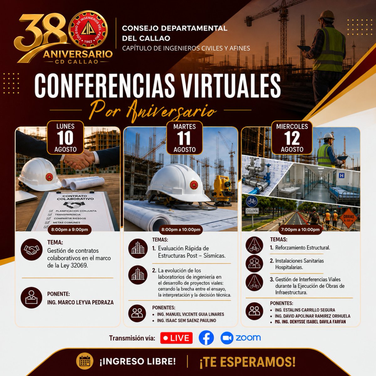 cipcdcallao's tweet photo. 𝗖𝗢𝗡𝗙𝗘𝗥𝗘𝗡𝗖𝗜𝗔𝗦 𝗩𝗜𝗥𝗧𝗨𝗔𝗟𝗘𝗦 𝗣𝗢𝗥 𝗔𝗡𝗜𝗩𝗘𝗥𝗦𝗔𝗥𝗜𝗢 | 𝟯𝟴.° 𝗔𝗡𝗜𝗩𝗘𝗥𝗦𝗔𝗥𝗜𝗢 𝗖𝗜𝗣 𝗖𝗗 𝗖𝗔𝗟𝗟𝗔𝗢

𝗜𝗻𝗴𝗲𝗻𝗶𝗲𝗿𝗶́𝗮 𝗘𝗹𝗲́𝗰𝘁𝗿𝗶𝗰𝗮: https://t.co/getREHBr5J

𝗜𝗻𝗴𝗲𝗻𝗶𝗲𝗿𝗶́𝗮 𝗖𝗶𝘃𝗶𝗹: https://t.co/uYOijGCHYf https://t.co/FYYtq299R7