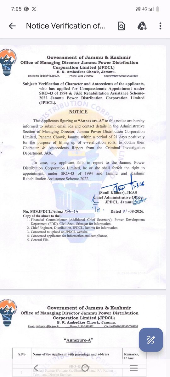 tickoosachin's tweet photo. #ThirtyFive #PDLTDL cleared for #regularisation of JPDCL
#32 #Cases of #Compassionate #appointment of the kith and kin of deceased employees have also been cleared under SRO 43 AND RAS as applicable.
We thank @AshwaniKumar_92 sir and MD JPDCL @JPDCLofficial for exemplary steps . https://t.co/UXEQx27qca