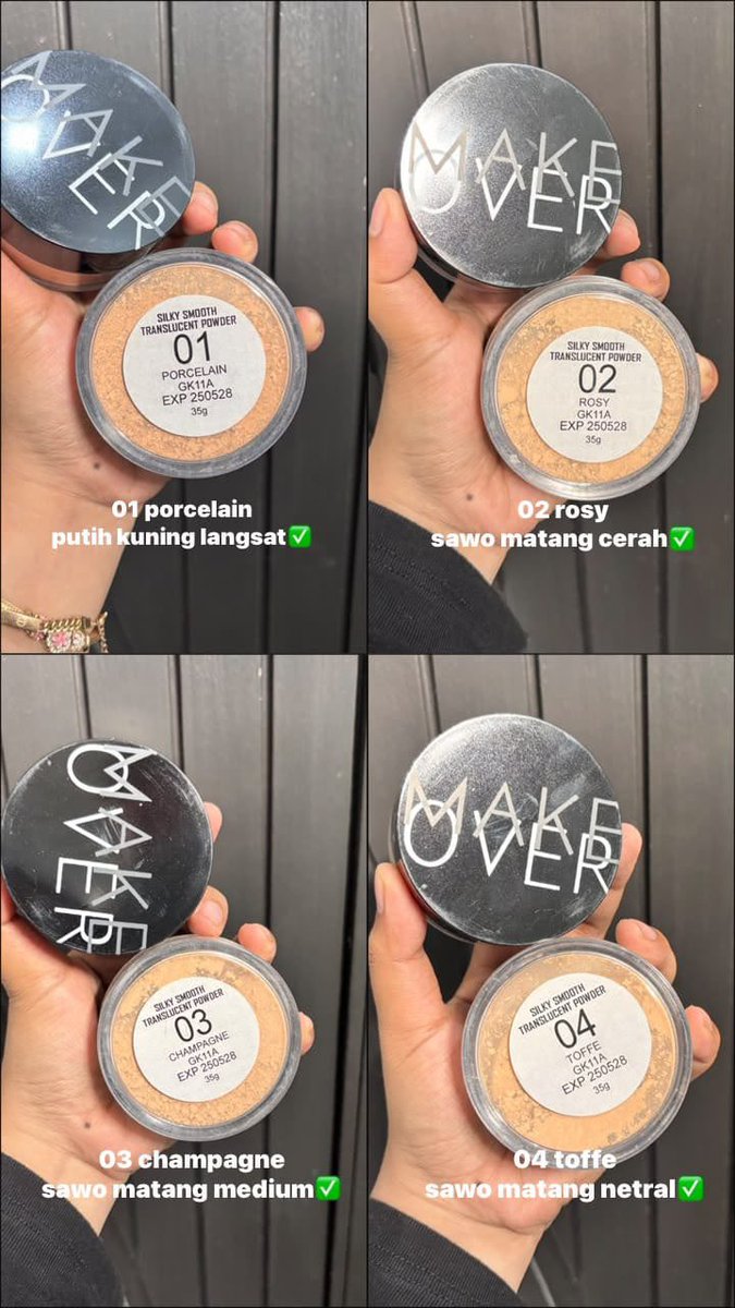 dirtysya's tweet photo. WTS
Pre Order Makeover Loose Powder

45.000/pcs
minim 3pcs 38.000/pcs

shade yang bisa diorder ada di pict 🤗 https://t.co/AufaQ7w6ut