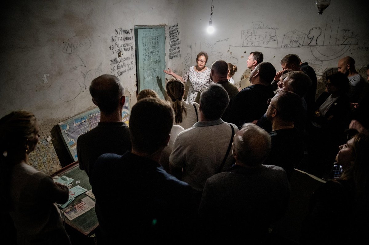 andrii_sybiha's tweet photo. We launched the 2026 Ambassadorial Conference with a crucial diplomatic visit to Chernihiv region. Nearly sixty Ukrainian ambassadors gathered here to ground foreign policy in the stark reality of frontline life. 

Before traveling, our envoys experienced Russia’s relentless terror firsthand during a heavy ballistic missile attack on Kyiv.

In the basement of Yahidne, 368 civilians were imprisoned for a month in horrific conditions by Russian occupiers. Russian forces offered freedom to anyone willing to betray local leadership, join their side, or desecrate Ukrainian national symbols. 

Not a single person broke, demonstrating an indomitable spirit that no occupying force could ever crush.

Understanding this extraordinary courage is vital for every diplomat representing Ukraine on the world stage today. This visit reconnected our diplomatic corps directly with the resilience driving our nation's fight for survival. 

Foreign policy must always be anchored in the uncompromising strength of the people we serve.