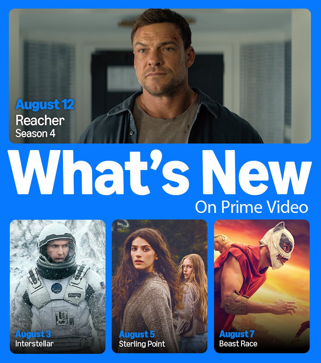 PrimeVideo's tweet photo. New month = new shows and movies to binge https://t.co/dwQcGH509E