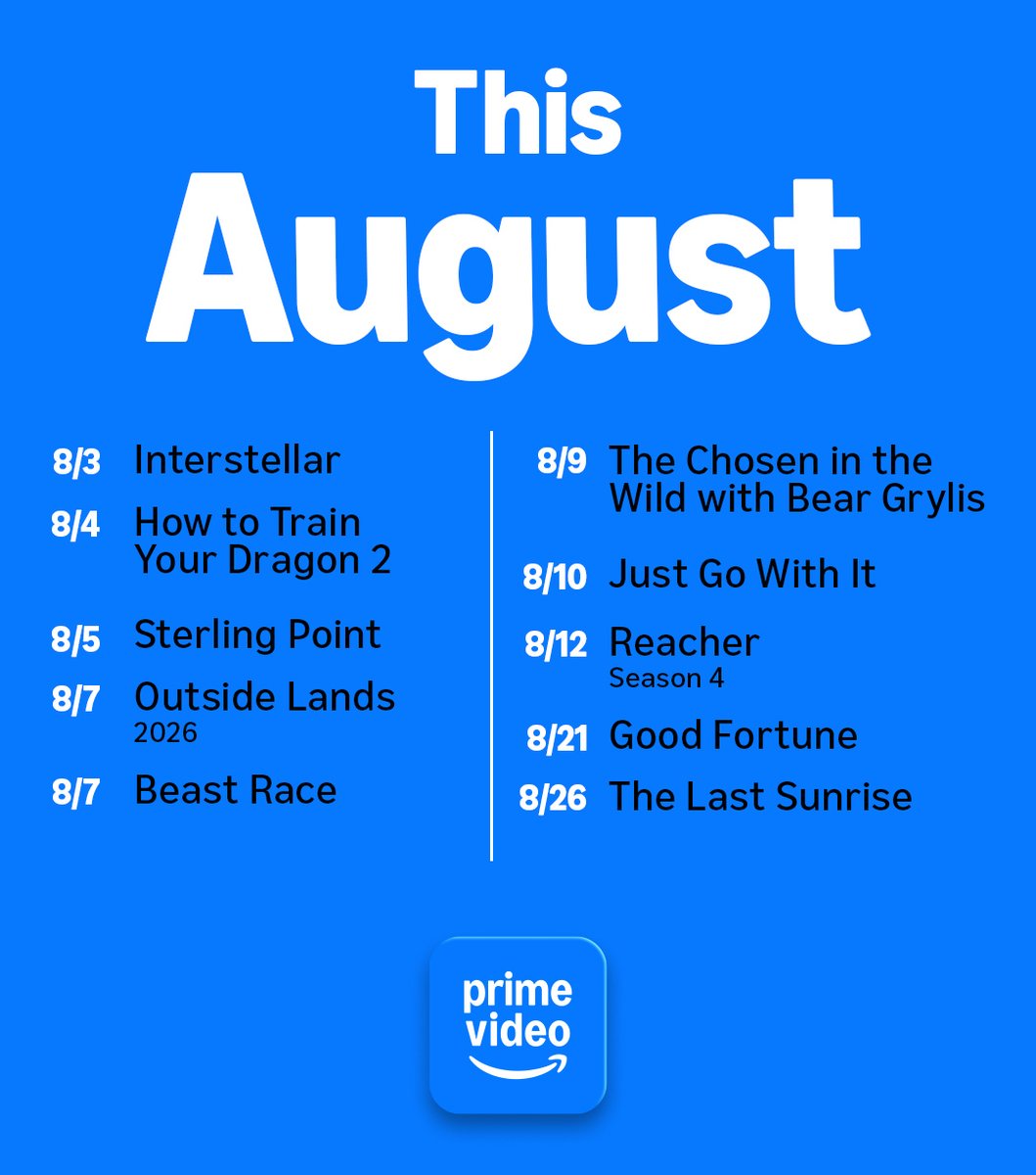 PrimeVideo's tweet photo. New month = new shows and movies to binge https://t.co/dwQcGH509E