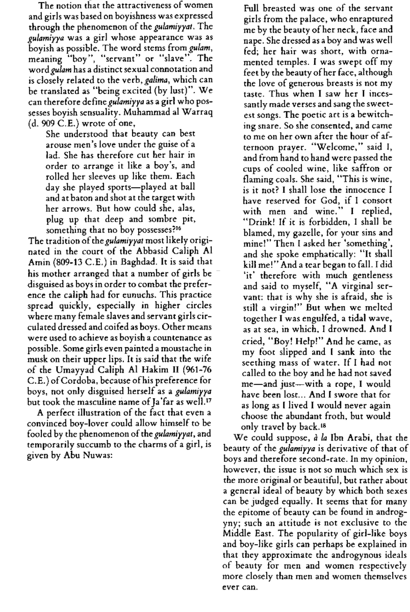 TiresianLaddie's tweet photo. The Islamic world actually had a specific word for girls who are sexually attractive because they look like teenage boys, à la Gio Scotti: the ghulāmiyya, essentially a young woman or girl whose boyish appearance mimics the sensuality of male adolescents. https://t.co/qVV29IQoUZ