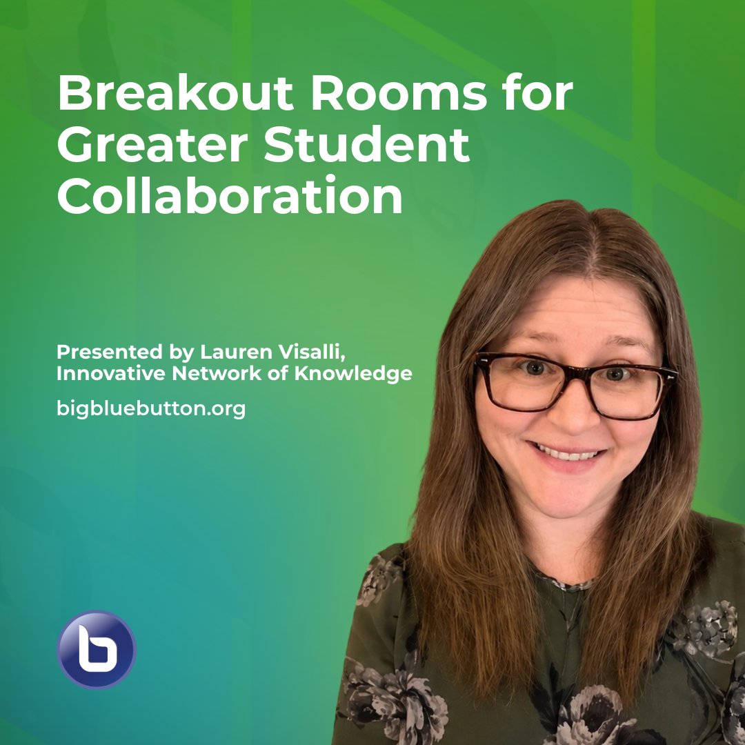 bigbluebutton's tweet photo. Breakout rooms are one of the most powerful tools in a virtual classroom — but are you using them to their full potential?

Lauren Visalli of Wellspring Global Academy shares classroom-tested ways to turn breakout rooms into genuine student-led collaboration in "Breakout Rooms for Greater Student Collaboration." Expect practical ideas you can bring into your virtual classroom right away.

Watch the full session 🔗 https://t.co/iil0dkO2Ja

#BigBlueButton #BBBWorld2026 #EdTech #VirtualClassroom #VirtualLearning
