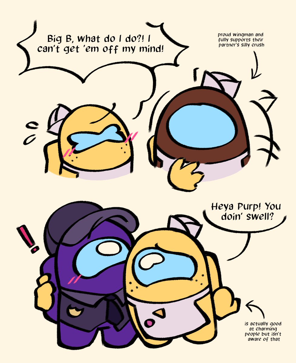 peachyantlers's tweet photo. more purple x yellow 💜💛 safefood for the win yay (first one was drawn on irls ipad lol) #amongus #amongusshow https://t.co/ylzvS0H2n0