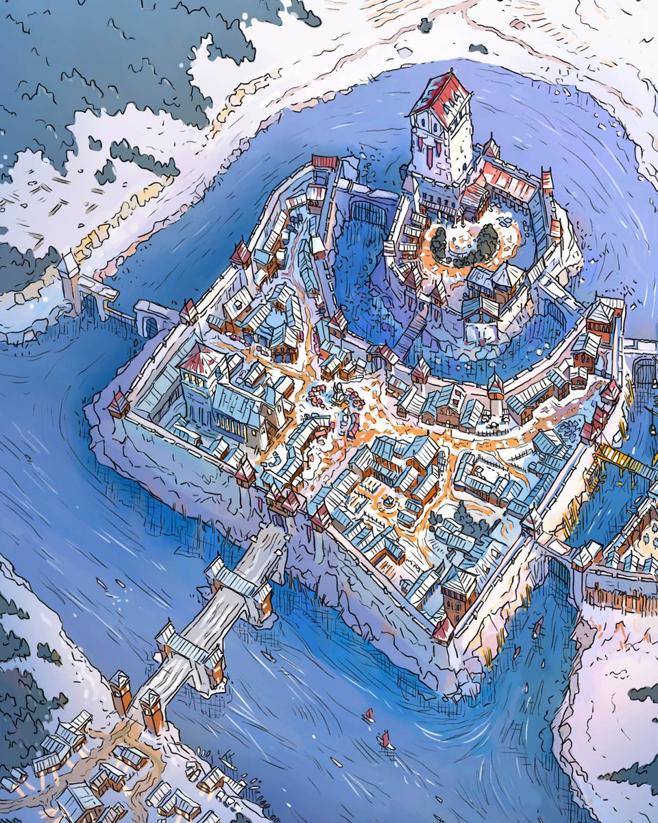 smitchellmaps's tweet photo. I absolutely love drawing winter settlements! https://t.co/eBazcN61mS