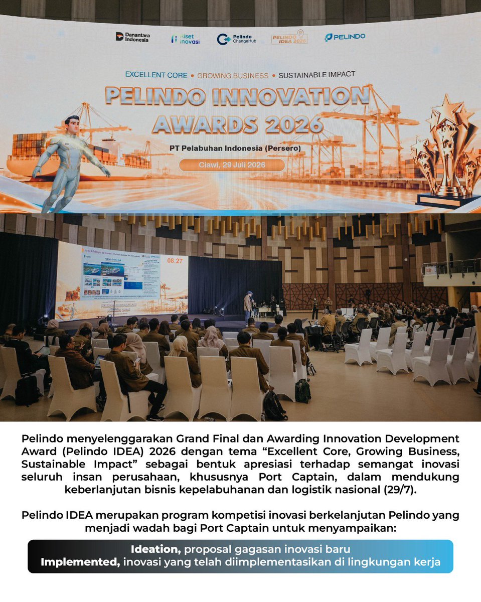 indonesiaport's tweet photo. Selamat kepada Port Captain pemenang IDEA 2026! 

Semangat berinovasi adalah kunci keberlanjutan perusahaan. Melalui IDEA 2026, inovasi bukan sekadar ide, melainkan keberanian untuk bekerja dengan cara yang berbeda demi hasil yang lebih baik.

Mari terus berinovasi untuk #Pelindo https://t.co/zxPZODAGIp