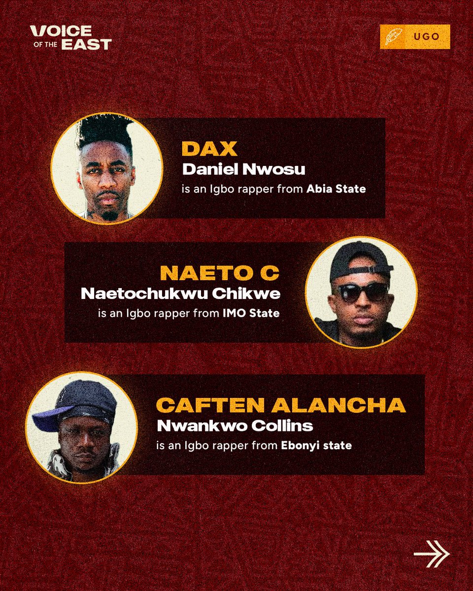 VoiceOfTheEast's tweet photo. Meet the Igbo Rappers Putting the East on the Map, and Where They’re From.

Rep your State 🔥🔥 https://t.co/0oh77UedvW