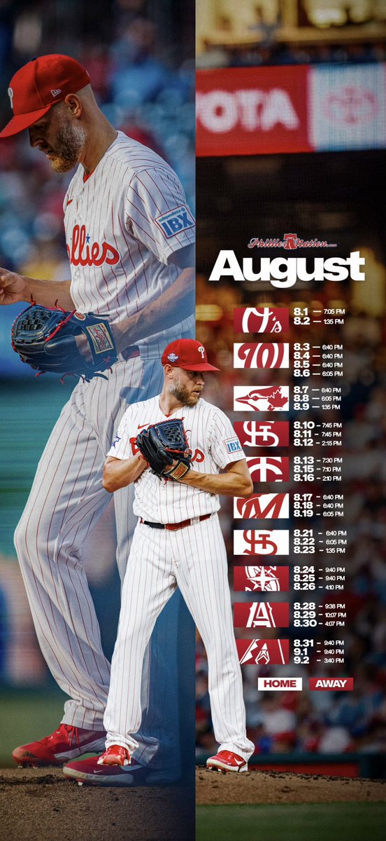 PhilliesNation's tweet photo. Hello, August 👋

August schedule wallpaper ⤵️ https://t.co/aTwuYgKRXM