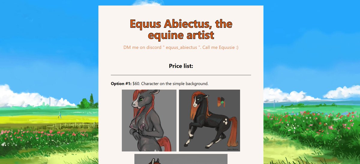 Equus_Abiectus's tweet photo. I recently drew and posted my first commission here, so I think I should put together a price list.

To get a piece from me, please message me on discord (equus_abiectus) or DM me here. 

https://t.co/I0bf06nd1q - Information and prices are here https://t.co/6G4JZFcokY