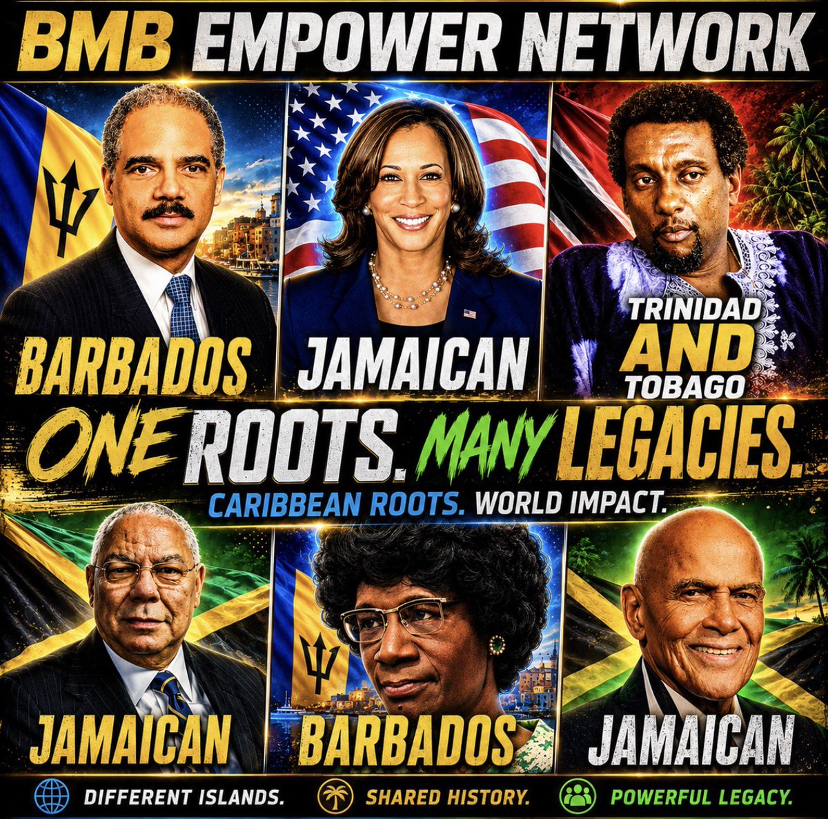 Bmbempower's tweet photo. I've heard #whitepeople question #VicePresident #KamalaHarris' #Blackness, but it's even more concerning when other Black people question her Blackness. However, AG #EricHolder, #StokelyCarmichael, Secretary of State #ColinPowell, Presidential Candidate #ShirleyChisholm, and #HarryBelafonte all have #diverse backgrounds, yet I've never heard anyone question their Blackness. So, why is Vice President Harris' Blackness being questioned?
#share #repost #viral