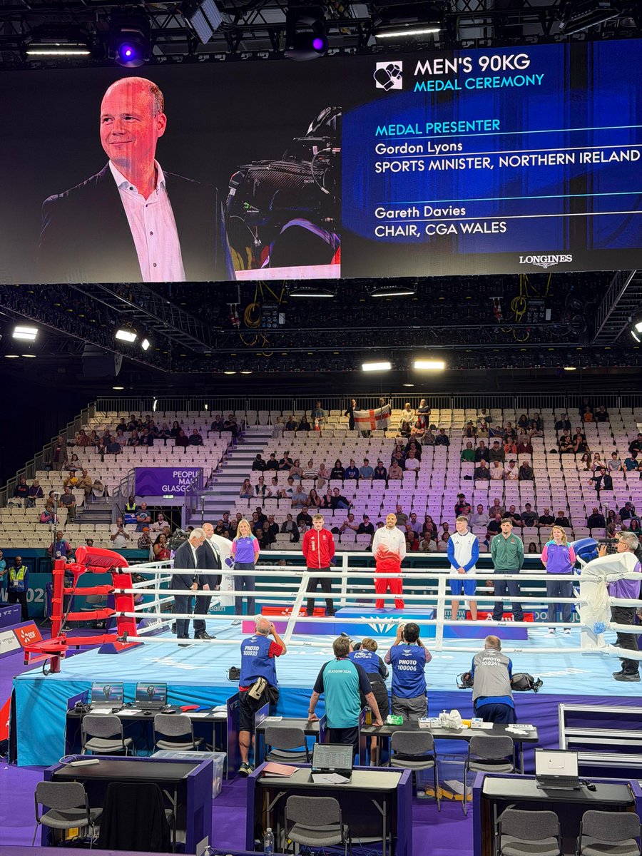 CommunitiesNI's tweet photo. โIt was my privilege to present medals in the Menโs 90kg boxing division at the @Glasgow_2026 #CommonwealthGames today and I was especially proud to award Team NIโs Garyn McAllister his bronze medal.โ โ Minister @GordonLyons1 ๐ฅ
Congratulations to Garyn and all #TeamNI athletes for their outstanding performances throughout the Games. You have represented Northern Ireland with pride, determination and distinction, making us all immensely proud and showcasing the very best of Northern Ireland sport. ๐
#DFC #GoTeamNI #Glasgow2026