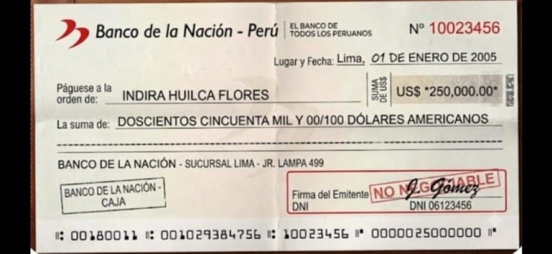 MilagroHuamanLu's tweet photo. Solo para recordar, este es el cheque que cobró INDIRA HUILCA, con la falsa narrativa.
QUE DEVUELVA HASTA EL ÚLTIMO CENTAVO.
Comparte si estás de acuerdo! https://t.co/TojGyjAgBz