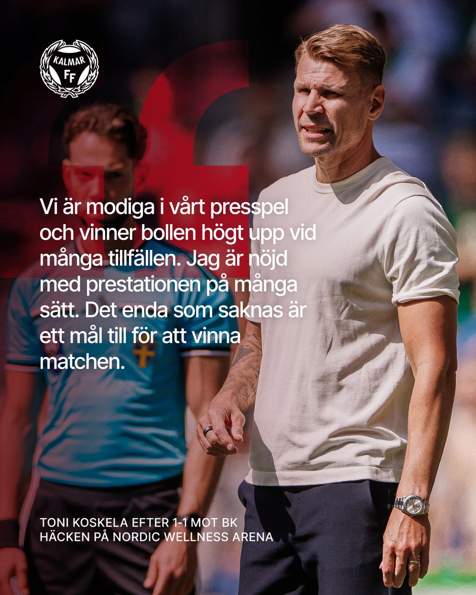 KalmarFF's tweet photo. Kalmar FF:s huvudtränare Toni Koskela delar med sig av sina tankar efter dagens bortamatch mot BK Häcken. 
https://t.co/m5nWG8gwn6 https://t.co/Mes7udBa9d