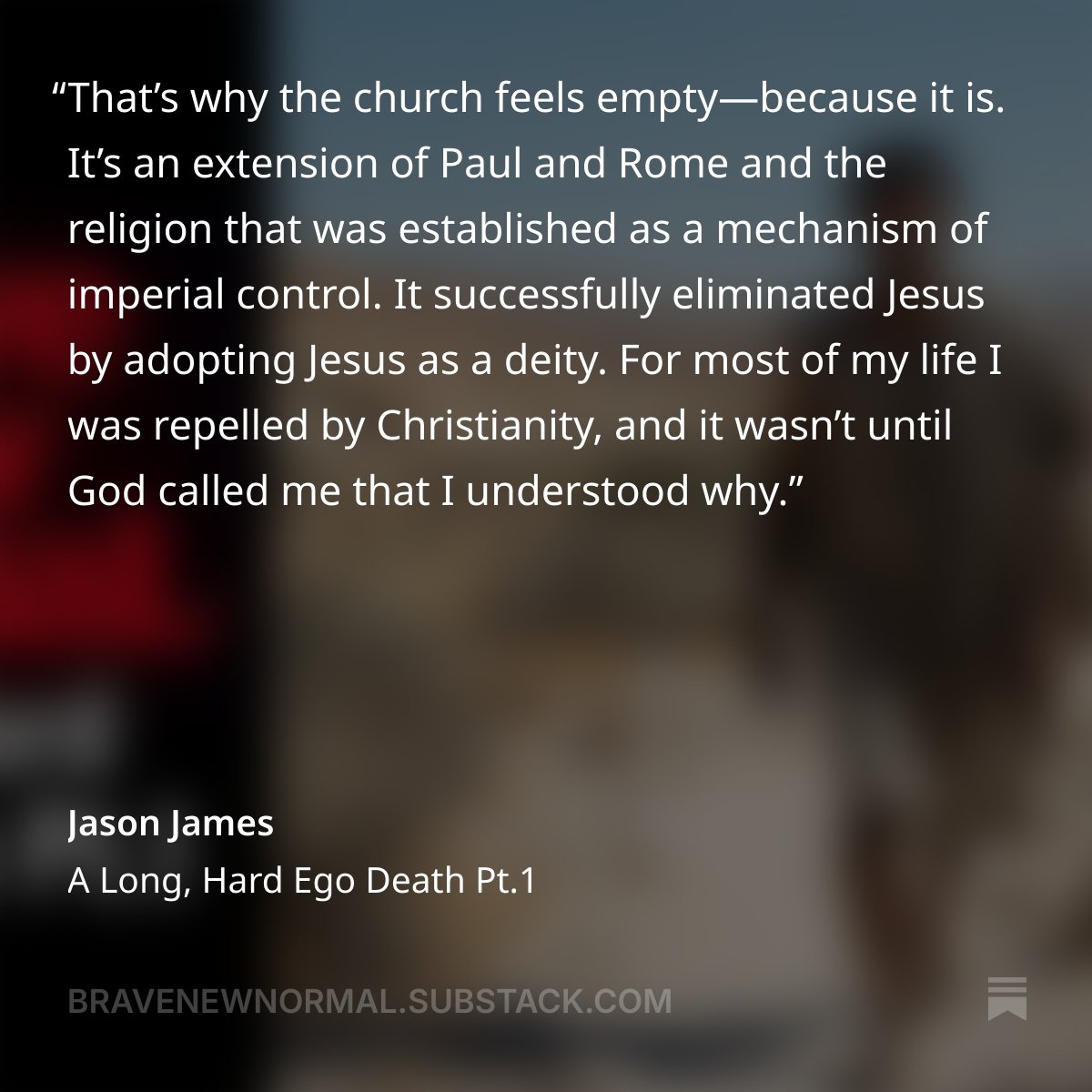 jasonjamesbnn's tweet photo. The void in today's Christianity 

Read the full essay below ⬇️ https://t.co/zZOAHCWIyj