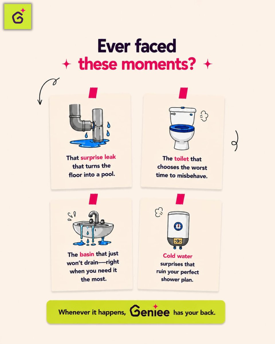 _genieeit's tweet photo. Tap tap... drip drip... stress stress. 😩💧
Ya phir...
Tap. Book. Done. ✅

That's the GENIEE way. 💚

Wish it?💫 Geniee it!🧞‍♂️
#Plumber #genieeit #care #leakage #booknow #doorstep https://t.co/7fGoSgSqy8