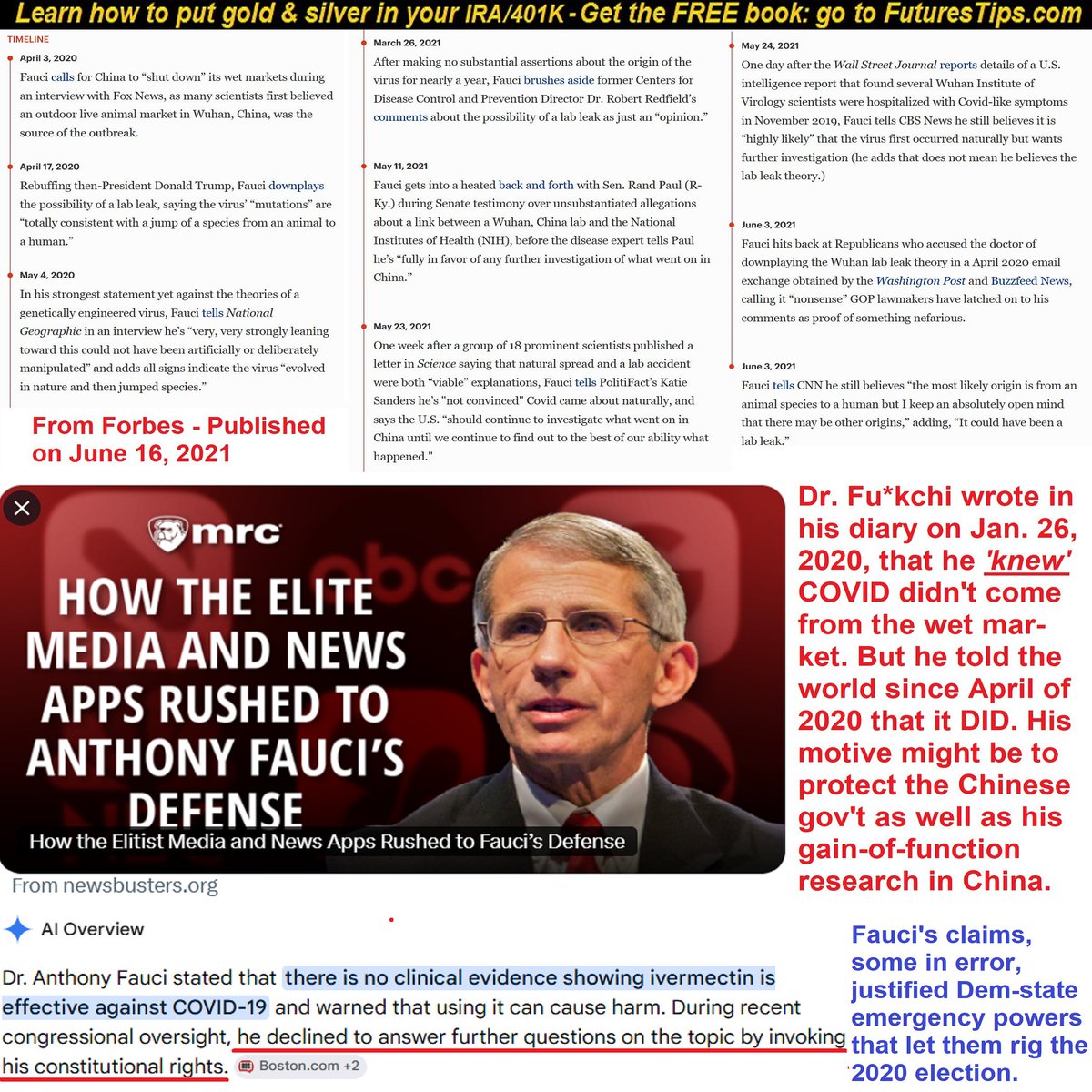 FuturesTip's tweet photo. WHY DO MSM LYING WHORES, AND GOOGLE &amp; APPLE, RIG THE NEWS TO HELP FAUCI? IF HE PLEADED THE 5TH 111-Xs DESPITE BIDEN'S PARDON, HIS LAWYERS MUST HAVE THOUGHT HE BROKE THE LAW—see next 2 posts👆

[How the Elitist Media and News Apps Rushed to Fauci’s Defense]—https://t.co/66m0BJExoH https://t.co/mlKitE2uIv