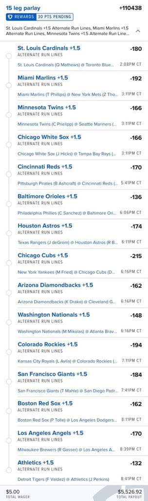thepropdealer's tweet photo. Model Sweep Parlays: 8/1

August has finally arrived  🔥

⚾️ Totals @ +1,398,000
💵 $5 pays $69,000
🔗 https://t.co/OIg4fLZo9L

⚾️ Spreads @ +110,000
💵 $5 pays $5,500
🔗 https://t.co/Jf2MmubRfn

⚾️ Moneylines @ +468,000
💵 $5 pays $23,000
🔗 https://t.co/mIkpDQuDNZ

⚾️ YRFIs @ +483,000
💵 $5 pays $24,000
🔗 https://t.co/8h94cLQT6J

Remember: Bet tiny amounts on these each day if you're tailing, even if it's just 20 cents.

These bets will lose most of the time but we're doing it for that one perfect day! 🫡