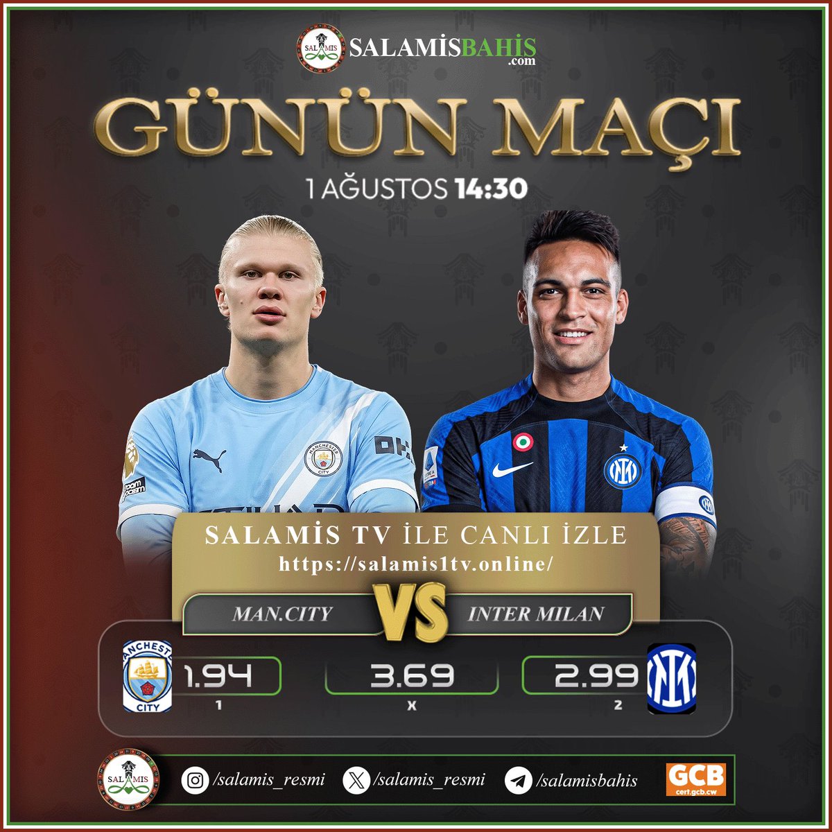 salamis_resmi's tweet photo. 📣 #Hazırlık Maçları Günün maci👇
🚀 %100 Spor Hoşgeldin Bonusu!
⭐️ %20 Anlık Casino Discount Bonusu!
📺 SalamisTV ile Canlı İzleme İmkanı!
🔗Güncel Giriş Adresimiz:
https://t.co/y2YTw0aH3S
#Man. City #Inter Milan #bahis #gununmaci #salamisbahis #spor #futbol #kazan #para https://t.co/hI3GMSdEmt
