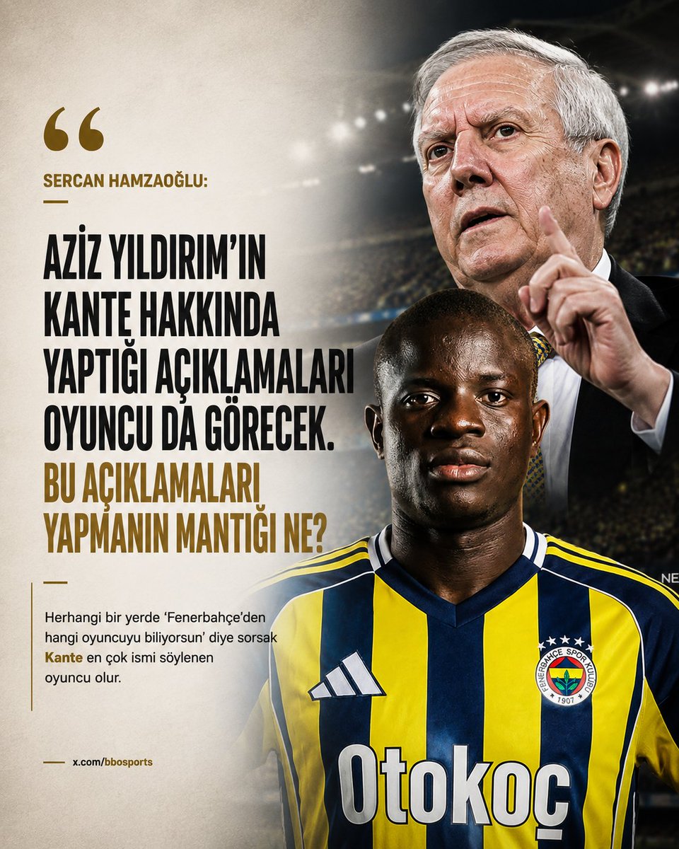 bbosports's tweet photo. Sercan Hamzaoğlu: “Aziz Yıldırım’ın Kante hakkında yaptığı açıklamaları oyuncu da görecek. Bu açıklamaları yapmanın mantığı ne? Herhangi bir yerde ‘Fenerbahçe’den hangi oyuncuyu biliyorsun’ diye sorsak Kante en çok ismi söylenen oyuncu olur.” https://t.co/6RLHDwLBdj