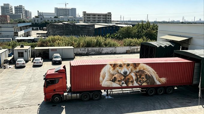 MaleficentLady's tweet photo. "Wang Wang" has become a taboo word/ name in China. People can only silently paint her image on trucks, erasing all other words. 

There's no clamor, no slogans, only a silent imprint. Every time the silhouette of that family drives by on the highway, it reminds everyone: she and her children once existed. 

Unspeakable longing can only be transformed into silent prayers in the heart."

#justiceforwangwang  #wangwang  #旺旺  #wantwant #Jieyang  #BoycottJieyang  #Guangdong #boycottguangdong