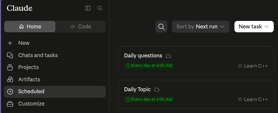 tims457's tweet photo. Really nice feature in @claudeai. Automatic daily lessons in whatever you're trying to learn about. https://t.co/6yvsG32UBK