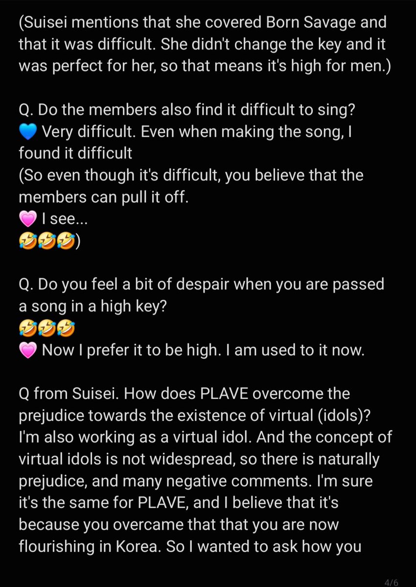 yumette's tweet photo. Rough JP -> EN translation of Yejun, Bamby, Hamin's appearance on Vtuber Music Radio, 1 AUG (4/6)

Only Q&amp;A parts https://t.co/5AqPdaImZx
