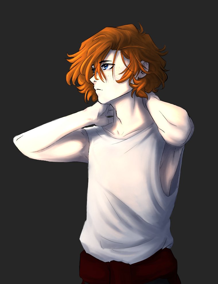 Moose27011's tweet photo. Slightly updated from 2024. I love giving him freckles. #bsd #bsdart #bungoustraydogs #chuuya https://t.co/vtxRUqs24E