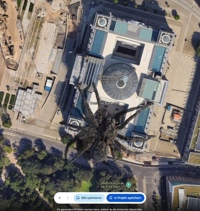DarthMiaul's tweet photo. Google turned Google Earth into "MemeEarth"

they added Nano Banana image generation, and people started creating Memes, Godzilla attacks, plane crashes and fake disasters

there are already multiple posts with millions of views, and Google removed the feature less than a day later after memes and fake scenarios took over

https://t.co/nFiKmBVTTr