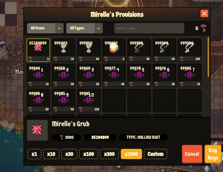 bbence776's tweet photo. Everyone quotes the Cursed Attractor prices in @playcambria: 10 to 100 keys, 550 for the set.

Those price tags are the smallest part of the cost 🧵

1/ Attractors don't unlock by paying for them. They unlock at Favor thresholds, and Favor is your lifetime Grub purchased.

Thresholds: 1,944 · 7,776 · 17,496 · 31,104 · 48,600 · 69,984 · 95,256 · 124,416 · 157,464 · 194,400

2/ Grub costs 3 keys each. Keys are $0.10.

So Grub is $0.30 a piece.

3/ I had the Grub price wrong by 100x. It's 100 Grub for 3 keys, not 3 keys each.

Corrected numbers:
Rank 1 needs 1,944 Grub = ~$5.83
Rank 10 needs 194,400 lifetime Grub = ~$583
Everything else in the thread stands. Thanks to @iRacer77 for the catch.

4/ The important caveat, because this reads worse than it is: that Grub isn't a fee. You spend it fishing, and you get fish, Points and Sacks of Treasure back for it.

Favor is a byproduct of playing, not a separate toll. Nobody is paying $58k for an item.

5/ But the scale is worth knowing. The full attractor set implies roughly $58k of lifetime bait volume through the game.

The price tags everyone quotes are a rounding error next to that.

6/ For completeness, the rest of the system:

• Attraction starts at 65% with 0 points
• Each attractor is +12 Attraction, permanent
• Scales are the other route: 192 Scales per +1, earned from catching fish, opening sacks, and daily quests
• The sack is the unit, not the stake, confirmed by @KaceFlips 

7/ Which means spend accelerates Scales indirectly, through sack frequency, rather than buying them.

All numbers screenshotted from Mirelle's shop and the in-game Attraction panel today. Happy to be corrected if any of it has moved.