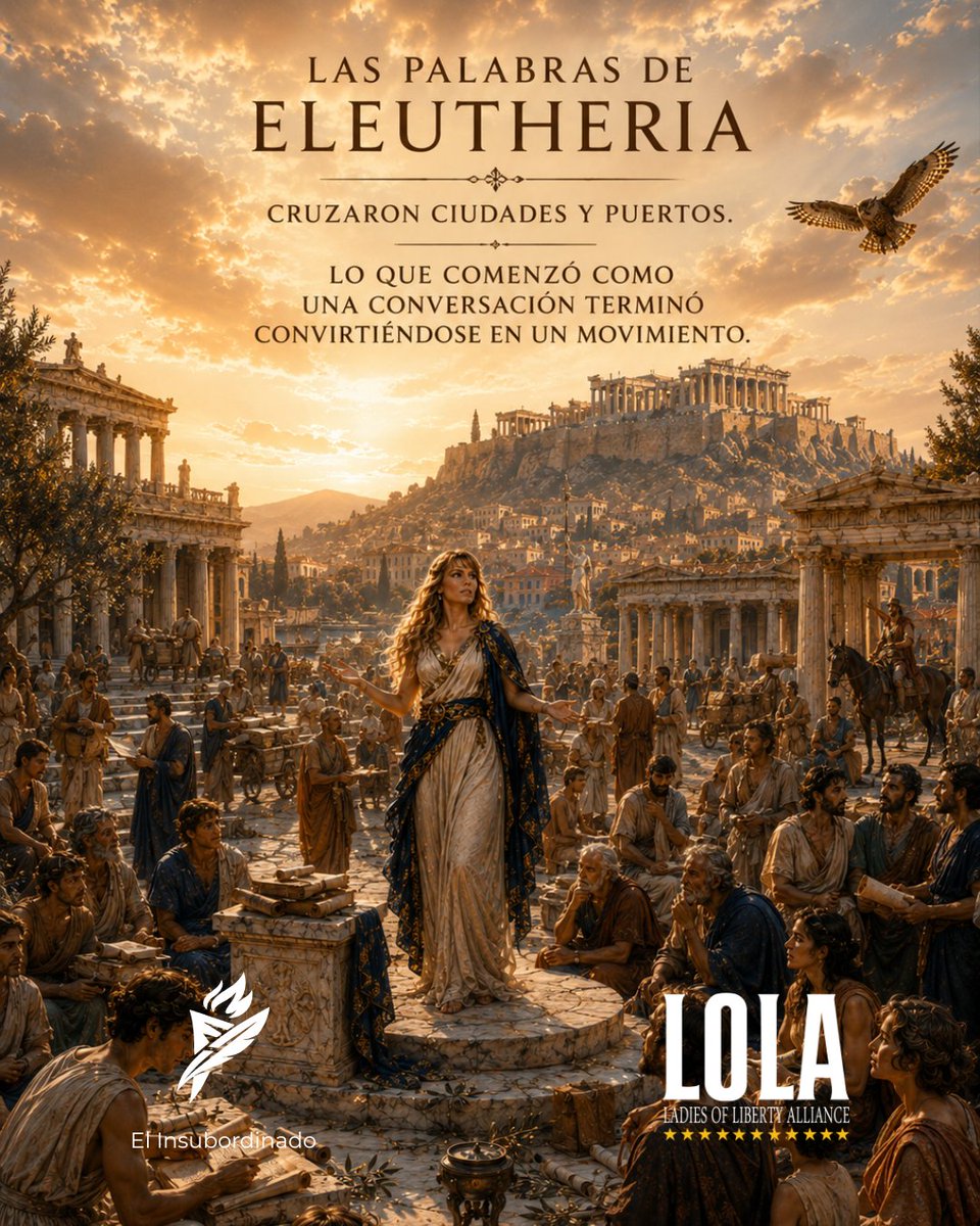 elinsubordinado's tweet photo. Existen voces que desafían las certezas porque recuerdan una verdad incómoda: la libertad nunca ha sido un regalo; siempre ha sido una conquista. ⚖️🦉📜

Inspirada en Gloria Álvarez (@GloriaAlvarez85), Eleutheria recorre el camino de una mujer que decide pensar por sí misma, aun cuando hacerlo implique enfrentar el aislamiento, la incomprensión o el ataque. 🏛️🌿

(Hilo 👇🧵) 

#GloriaÁlvarez🐦‍🔥 #LibertadIndividual🌅 #LibertadDeExpresión🗣️ #MagiaParaElDuelo❤️‍🩹 #ElInsubordinado🔥