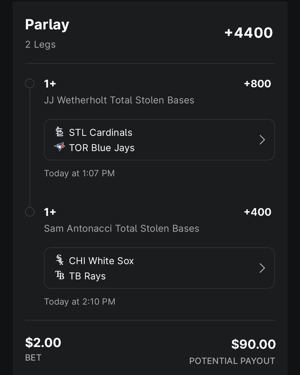 LtReeseDangle's tweet photo. #LeadingOff +4400 SB Ticket 🎟
#GamblingX ⚾️ #MLB
Liking the Cardinals to pick one up today, nice value on Weatherholt Walker, Church SB https://t.co/bA4XnLnGzD