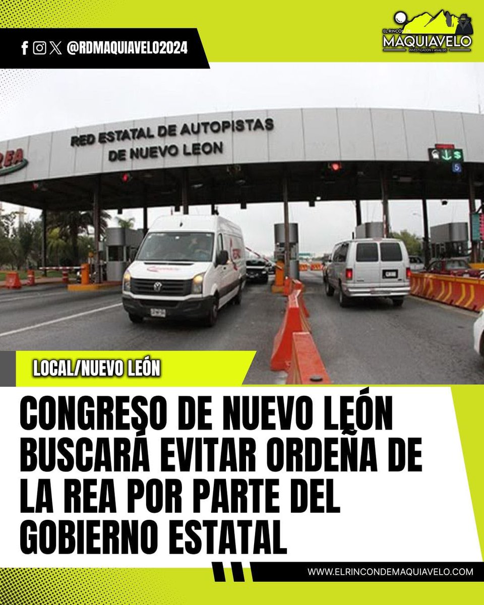 rdmaquiavelo's tweet photo. Congreso de NL frena al gobierno estatal
Diputados locales del @CongresoNL buscan evitar la ordeña de recursos de la Red Estatal de Autopistas por parte del Ejecutivo.
Acusan desvío de fondos que deberían destinarse a mantenimiento carretero.
#CongresoNL #NuevoLeón #REA #Política