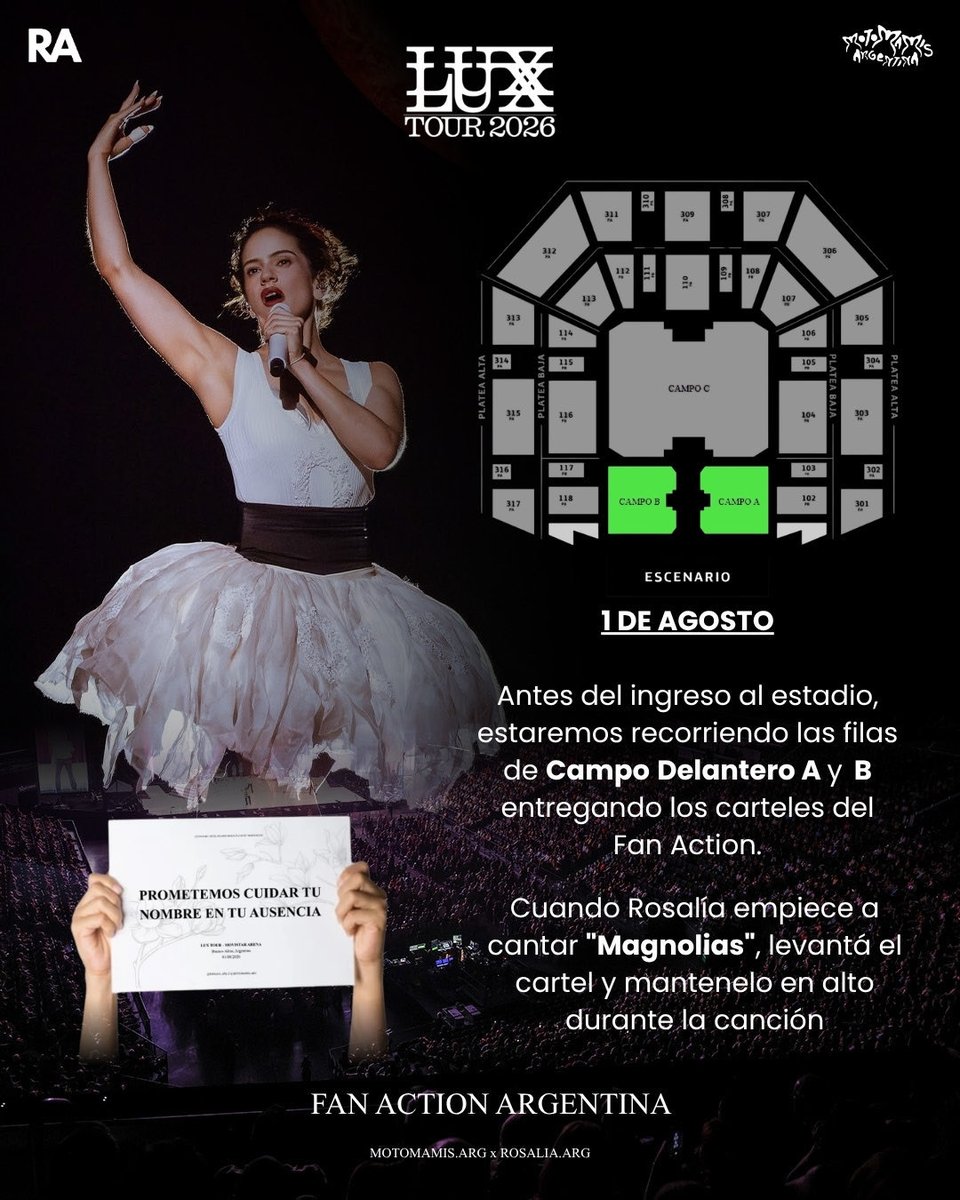 RealTimeRating's tweet photo. El fan action que proponen los fans de Rosalía para su show en Argentina: “PROMETEMOS CUIDAR TU NOMBRE EN TU AUSENCIA” https://t.co/SkVO5pz82l