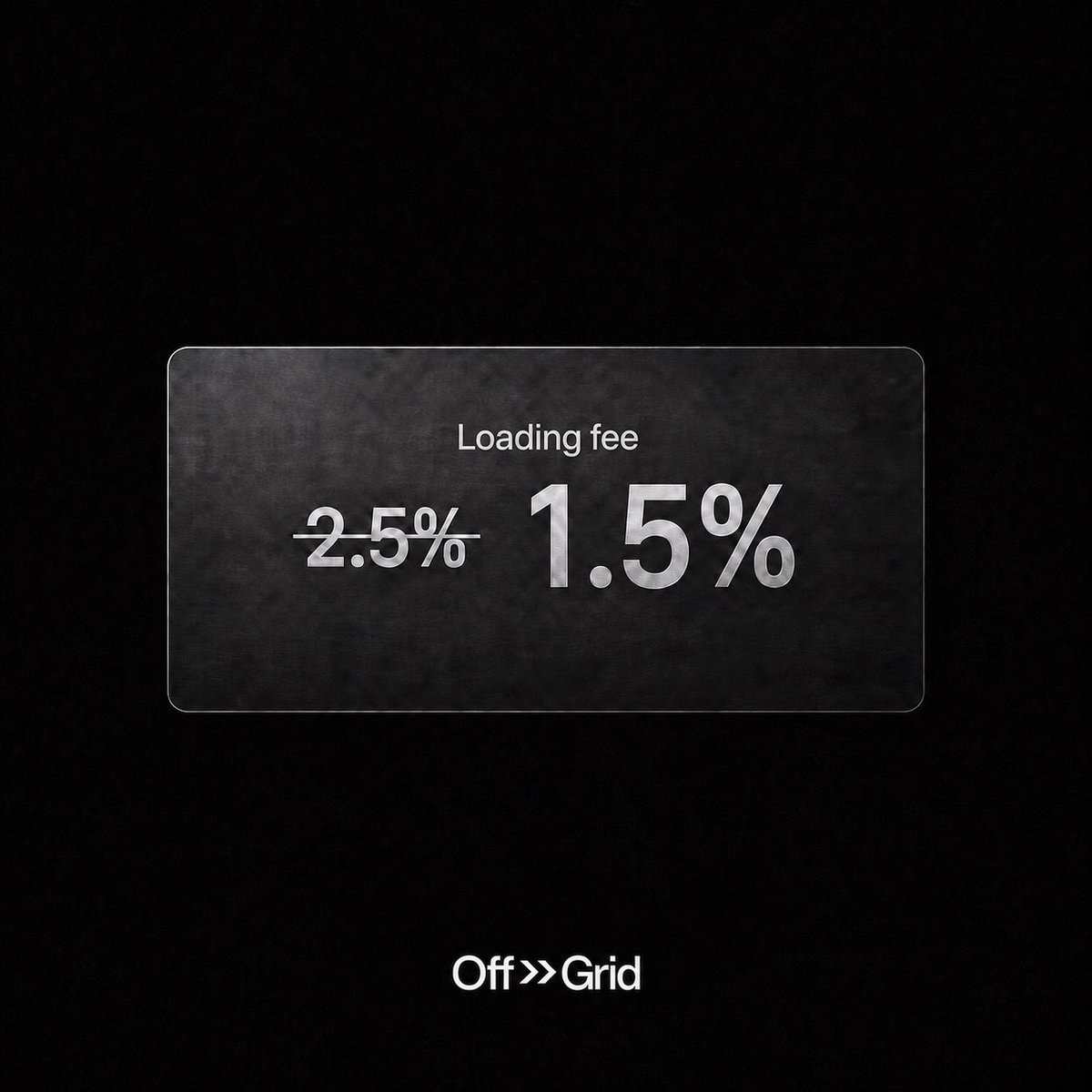 offgridcash's tweet photo. Most no-KYC cards charge 3-5% every time you load funds. 

We think that’s too high.

So for the entire month of August, we’ve dropped the loading fee to just 1.5% for all Offgrid users.

Private spending shouldn’t cost more. https://t.co/YOSaqQWFic