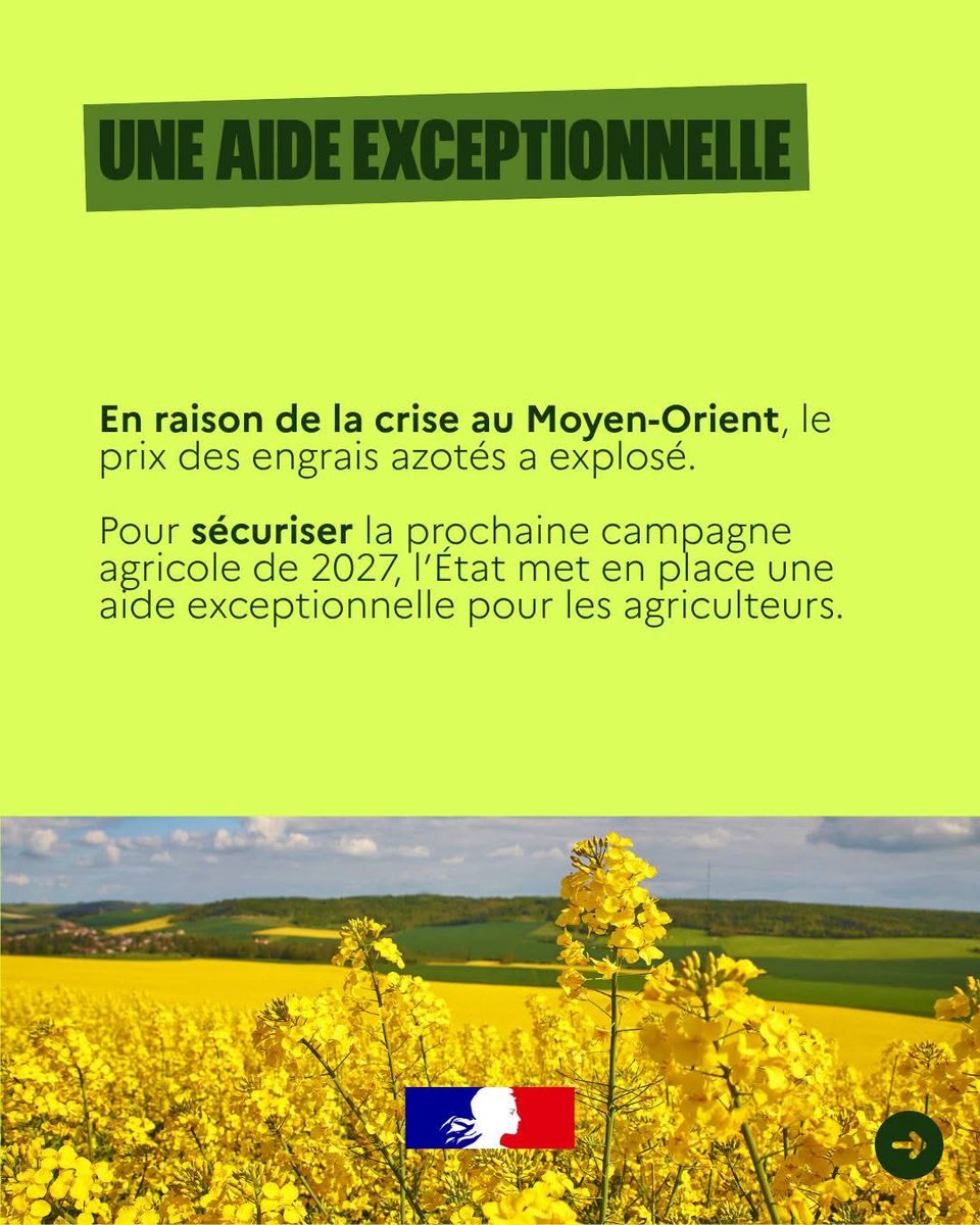 Prefet27's tweet photo. #Agriculture | Depuis ce 1er août, l’État ouvre le guichet d’aide pour soutenir les achats d’engrais azotés.
Les exploitations concernées peuvent déposer leur demande auprès de @FranceAgriMerFR jusqu’au 06/11/2026.

👉 jusqu’à 70€/t d’engrais éligible.

https://t.co/SAIX9sbn17 https://t.co/oBoXGZZKVC