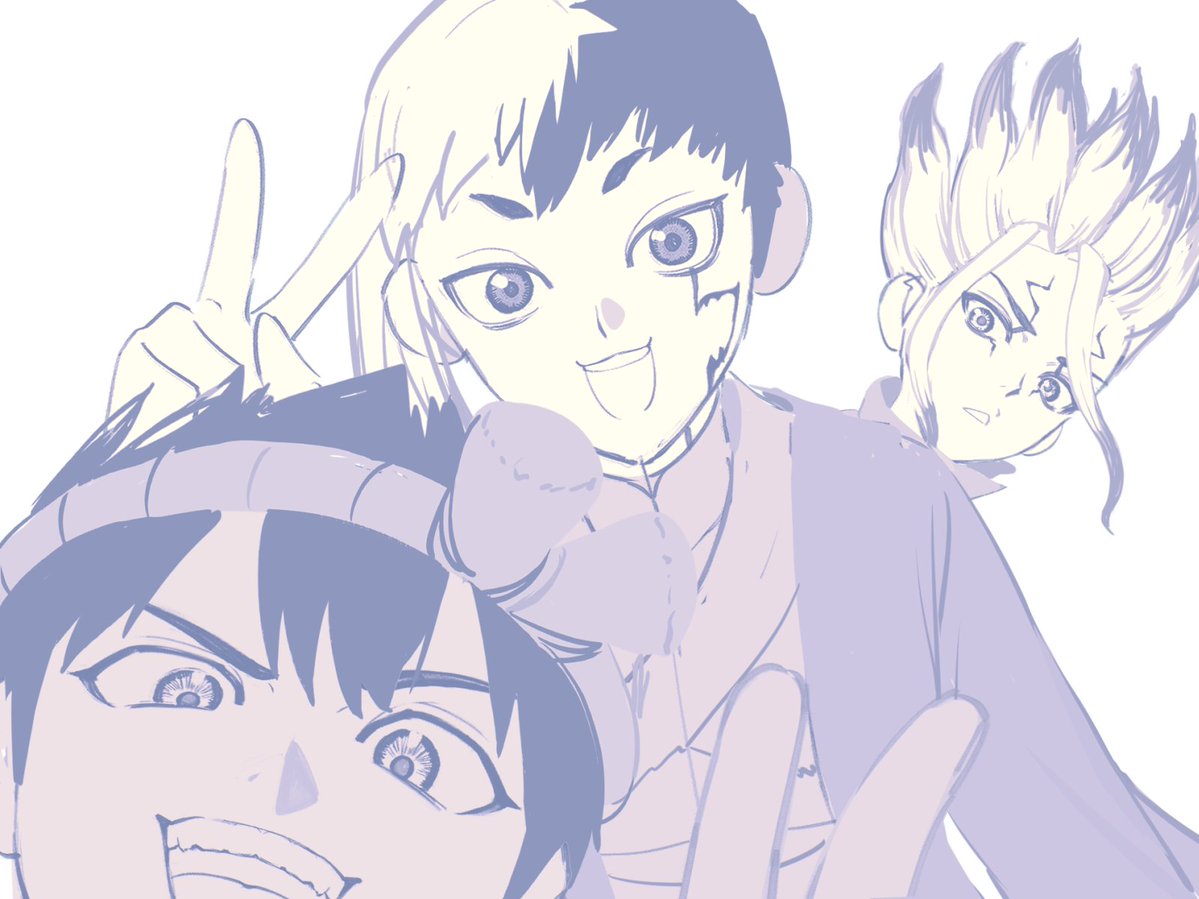 hashi_taka80's tweet photo. ｳｵ~!
自撮り？地獄トリオのラフ置いておきます
好きな三人組！！！ https://t.co/8cDJ6bAsqj