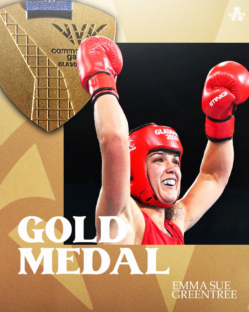 ausboxing's tweet photo. A captainβs display in Glasgow.
Our final #CommGamesAUS participant, Emma-Sue Greentree ends her campaign with a gold medal, outpointing Indiaβs Lovlina Borgohain in the middleweight decider.
#ozboxing #boxing |π
#Glasgow2026 https://t.co/bV80AKCHlR