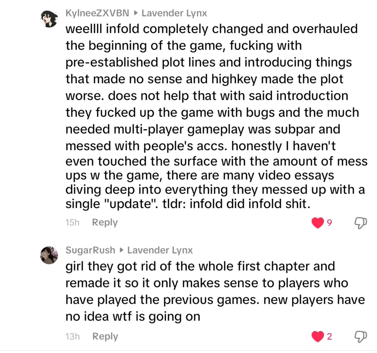 ChulaNation's tweet photo. I don't post alot, but here's what Infinite Nikki players are saying about Infold. So essentially this ain't new for them to use these play books.

They take a while to change stuff after they chose to mess up.

#ValkoIsLoved
#BringBackValko
#Valkoislnnocent
#LoveAndDeepspace https://t.co/M87lU6nyGc