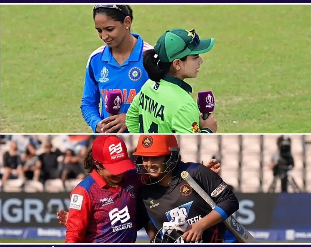 AjayIntelX's tweet photo. From No Handshake to a Warm Hug 🤝🫂 | Jemimah &amp; Fatima Sana During The Hundred match . https://t.co/ibqS4YQ3A4