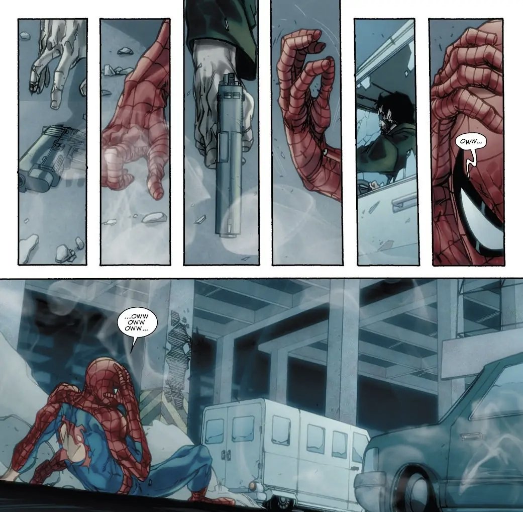 mariko62378's tweet photo. @Literalykhloe @unwitheredtruth after this panel Frank defeated Peter and ran. then Peter literaly go calls the whole AVENGERS to hunt him down 😭✌️Frank end up being locked in an undersea prisoner https://t.co/Zi5iWpfm6Y