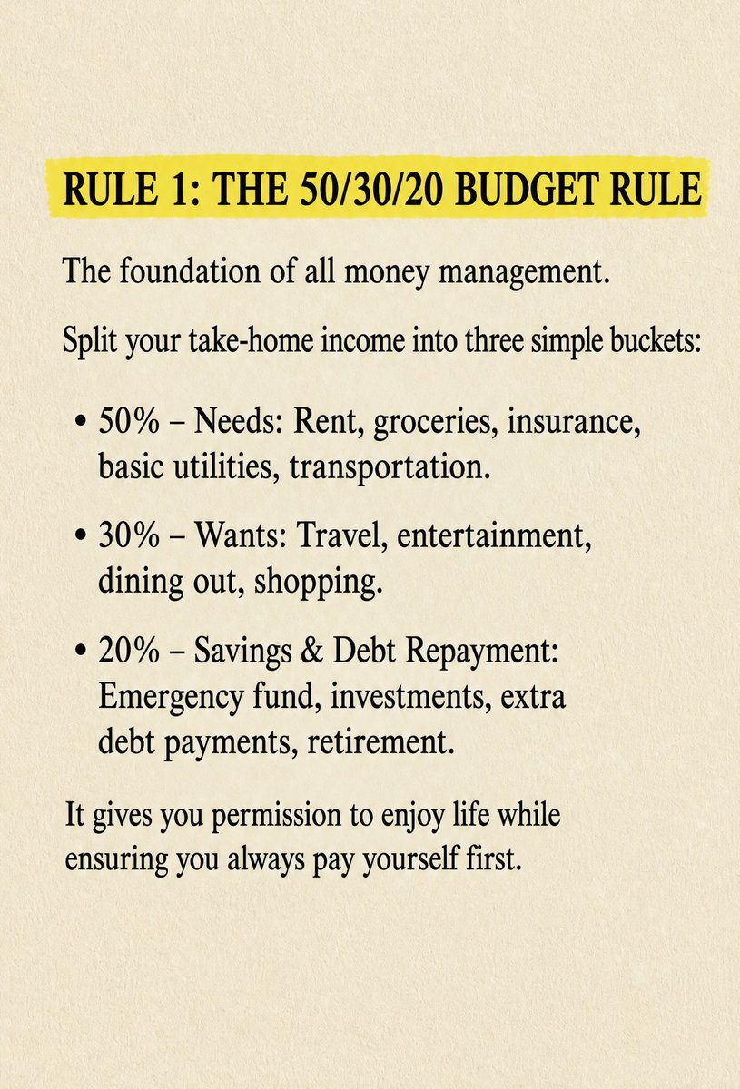 Readrichrevoltn's tweet photo. Benefits of Starting to Save: Financial freedom isn't about earning more, it's about understanding more. Build this rule of the 50/30/20 into your life, and money will work for you, not against you. Small investments made early grow into much bigger over time through compounding. https://t.co/cO7yFX2F2t
