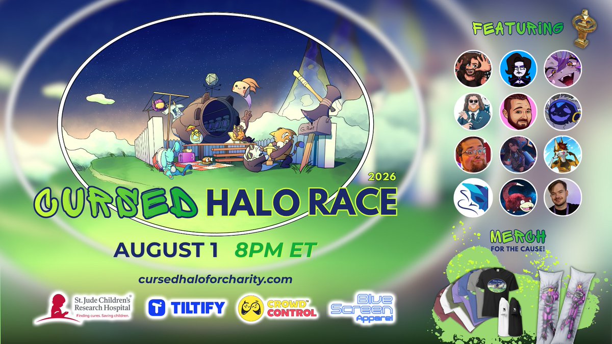 TheVocalButcher's tweet photo. Tonight @ 8pmET LIVE on Twitch/YouTube is the 2026 Cursed Halo Race for St. Jude.

Join us as 12 creators race through the mod "Cursed Halo Again" while utilizing Crowd Control for charity! 

Start some chaos, Save the kids!

OORAH
@StJude @StJudePLAYLIVE @tiltify @CrowdControl https://t.co/cf9heQc0yQ