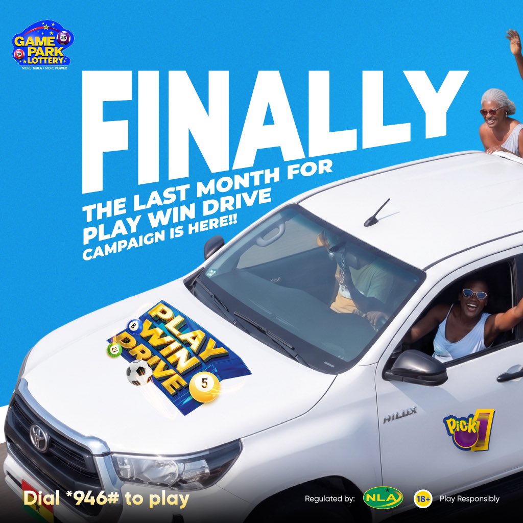GamePark_GH's tweet photo. August is finally here and so is your chance to win the Toyota https://t.co/JTjK4CQmBH Win Drive.
Dial *946# and letβs play!!!
#playdrivewin #pick1 #pick4Β #NewToyotahilux https://t.co/jS1pcaDmjq