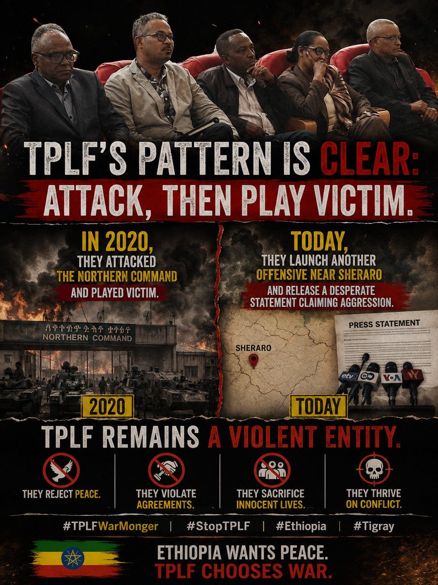 newaddisababa's tweet photo. In 2020, they attacked the Northern Command and played victim. Today, they launch another offensive near Sheraro and release a desperate statement claiming aggression. TPLF remains a violent entity. #TPLFWarMonger #StopTPLF #Ethiopia #Tigray https://t.co/ttEn5EECcO