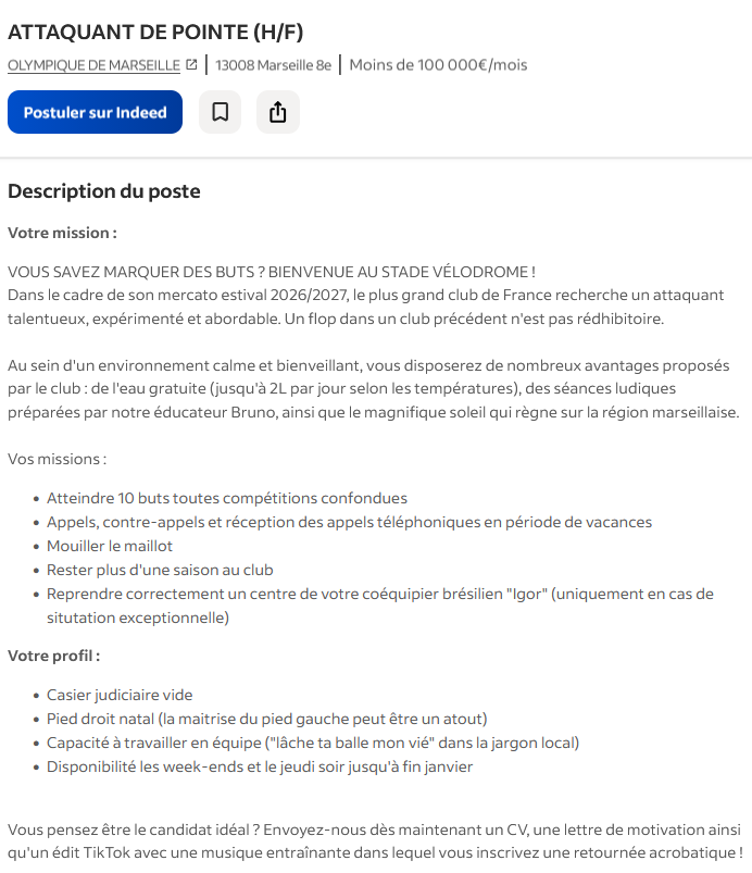 WinamaxSport's tweet photo. À la recherche d'un avant-centre, l'OM décide de recruter directement sur internet ! https://t.co/rf03pwVTUS