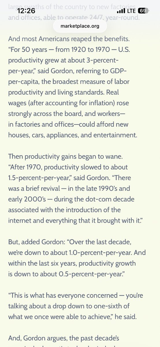 GreenPlusAnE's tweet photo. JAN 11, 2017
What killed U.S. productivity?

answer: whatever it was it started impacting the labor force around the year 1970 https://t.co/BP0GDZU89H