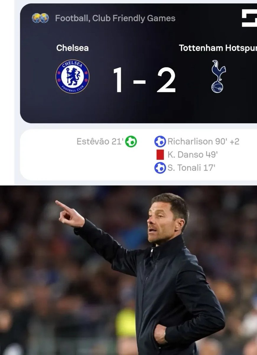 kaartikfooty's tweet photo. Chelsea lose to Tottenham 2–1 in a pre-season friendly in Sydney. Richarlison scored a late winner for Spurs after Estevão had equalized for Chelsea.#ChelseaFC
#CFC
#Chelsea
#Carefree
#KTBFFH (Keep The Blue Flag Flying High)
#PremierLeague
#COYB (Come On You Blues)
#BlueIsThe https://t.co/vopUbDAdFq